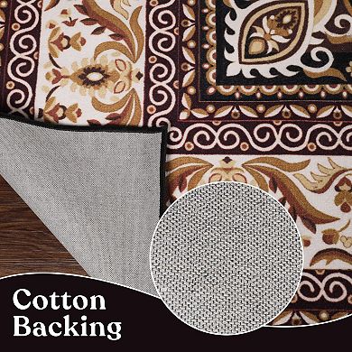 SUPERIOR Milan Traditional Floral Medallion Washable Area Rug