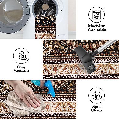 SUPERIOR Milan Traditional Floral Medallion Washable Area Rug