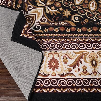 SUPERIOR Milan Traditional Floral Medallion Washable Area Rug