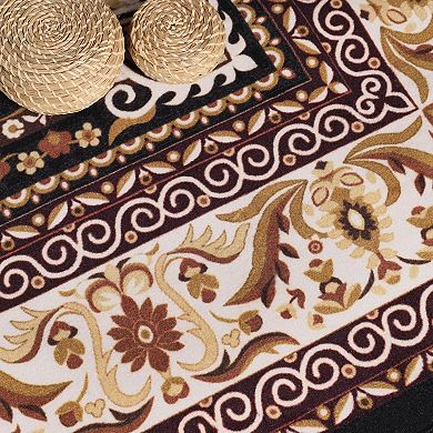 SUPERIOR Milan Traditional Floral Medallion Washable Area Rug