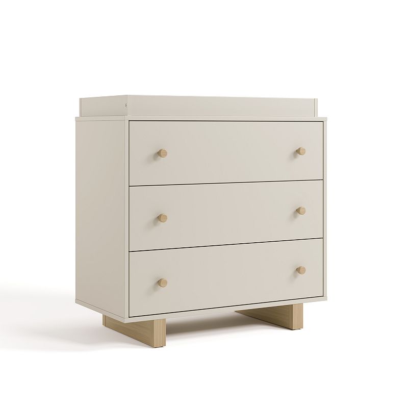 Storkcraft Texas 3-Drawer Chest Dresser with Removable Changing Topper, Frosted Brown