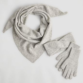 Women's Nine West Solid Knit Triangle Scarf, Headband & Glove 3 pc Set