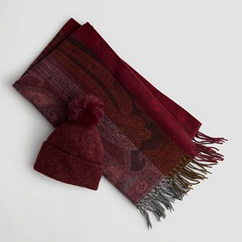 Women's Nine West All Over Paisley Beanie & Scarf Set