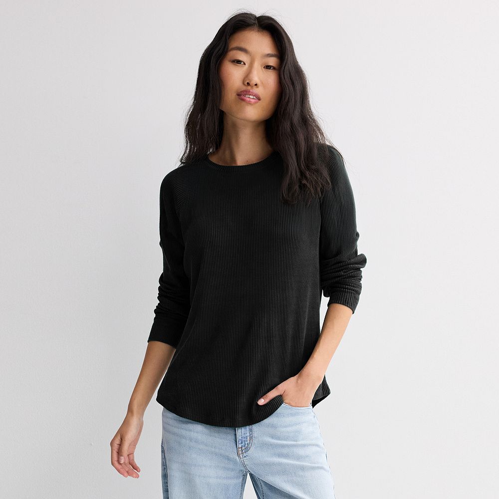 Juniors' SOÂ® Cozy Long Sleeve Crew