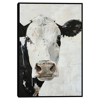 Masterpiece Up Close Cow Framed Canvas Wall Art