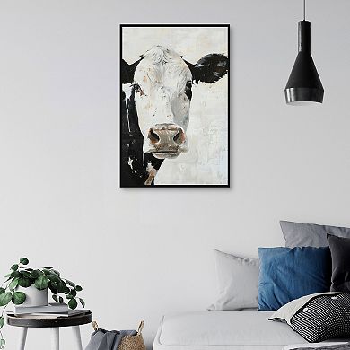Masterpiece Up Close Cow Framed Canvas Wall Art