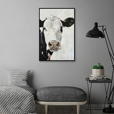 Masterpiece Up Close Cow Framed Canvas Wall Art