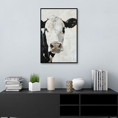 Masterpiece Up Close Cow Framed Canvas Wall Art
