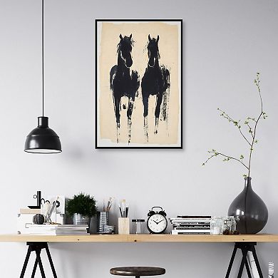 Masterpiece Horse Etchings Framed Canvas Wall Art