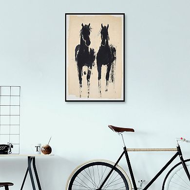 Masterpiece Horse Etchings Framed Canvas Wall Art