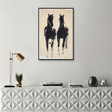 Masterpiece Horse Etchings Framed Canvas Wall Art