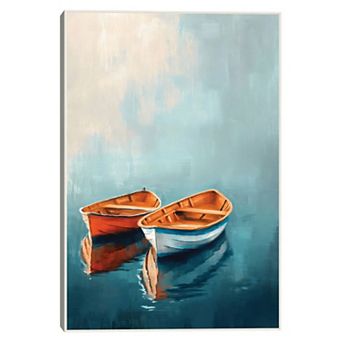 Masterpiece Two Peaceful Boat Framed Canvas Wall Art