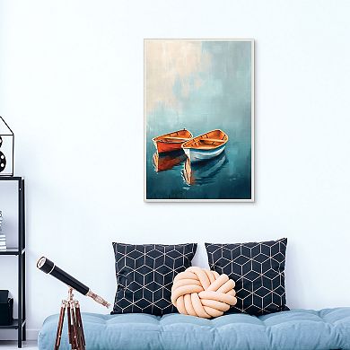 Masterpiece Two Peaceful Boat Framed Canvas Wall Art