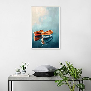 Masterpiece Two Peaceful Boat Framed Canvas Wall Art