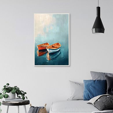 Masterpiece Two Peaceful Boat Framed Canvas Wall Art