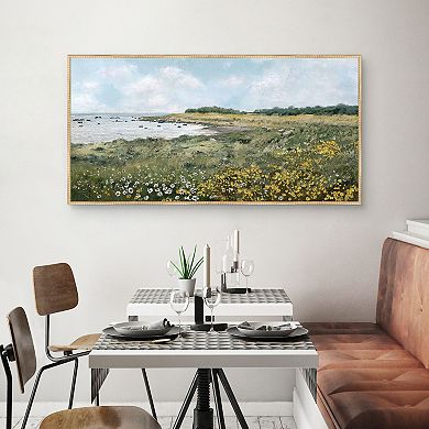 Masterpiece Coastal Wildflowers Framed Canvas Wall Art