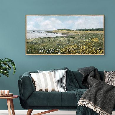 Masterpiece Coastal Wildflowers Framed Canvas Wall Art