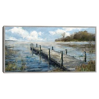 Masterpiece Lakeside Fishing Pier Framed Canvas Wall Art