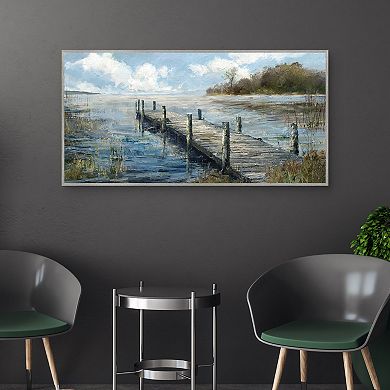 Masterpiece Lakeside Fishing Pier Framed Canvas Wall Art