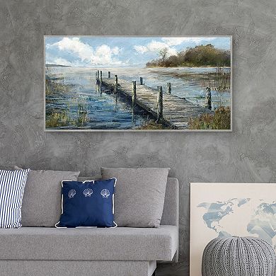 Masterpiece Lakeside Fishing Pier Framed Canvas Wall Art