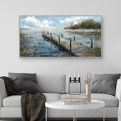 Masterpiece Lakeside Fishing Pier Framed Canvas Wall Art