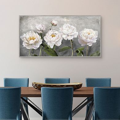Masterpiece White Blossom Line Up Framed Canvas Wall Art