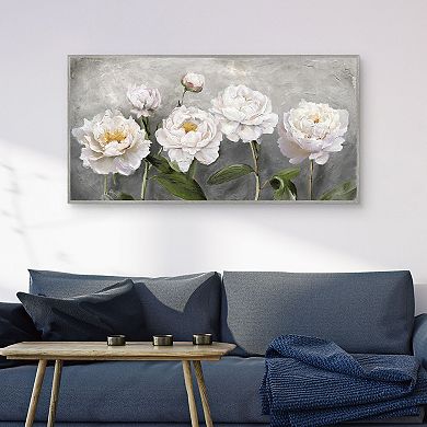 Masterpiece White Blossom Line Up Framed Canvas Wall Art