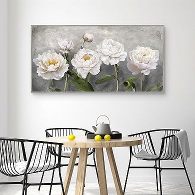 Masterpiece White Blossom Line Up Framed Canvas Wall Art