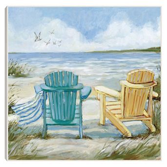 Masterpiece Chairs on Beach Framed Canvas Wall Art