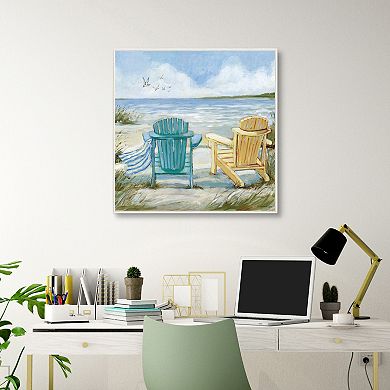 Masterpiece Chairs on Beach Framed Canvas Wall Art