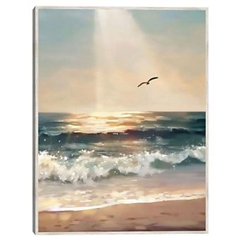 Masterpiece Breaking Waves 30" x 40" Framed Canvas Art
