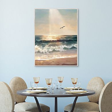 Masterpiece Breaking Waves 30" x 40" Framed Canvas Art