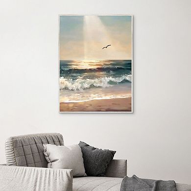 Masterpiece Breaking Waves 30" x 40" Framed Canvas Art