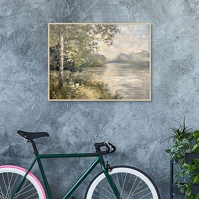 Masterpiece Green Lake 30" x 40" Framed Canvas Art
