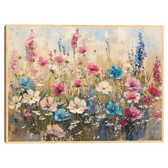 Masterpiece Vintage Spring Flowers 30" x 40" Framed Canvas Wall Art