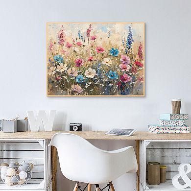Masterpiece Vintage Spring Flowers 30" x 40" Framed Canvas Wall Art