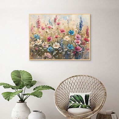 Masterpiece Vintage Spring Flowers 30" x 40" Framed Canvas Wall Art