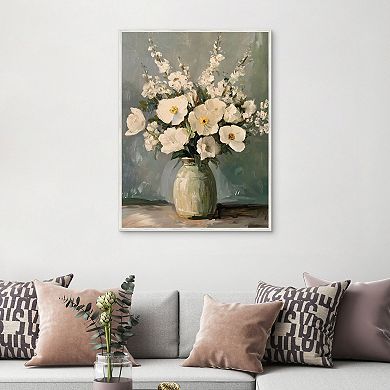 Masterpiece Alabaster Bouquet 30" x 40" Framed Canvas Art