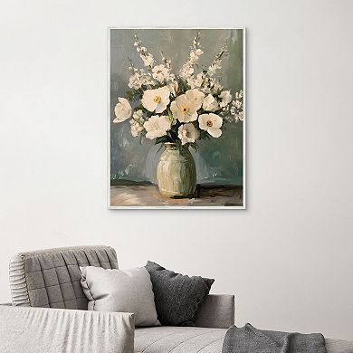 Masterpiece Alabaster Bouquet 30" x 40" Framed Canvas Art