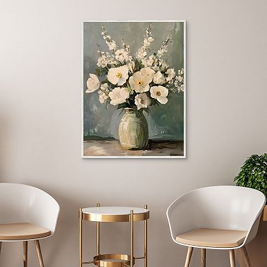 Masterpiece Alabaster Bouquet 30" x 40" Framed Canvas Art