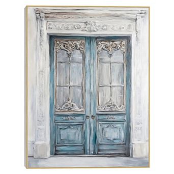 Masterpiece Blue Victorian Door 30" x 40" Framed Canvas Art