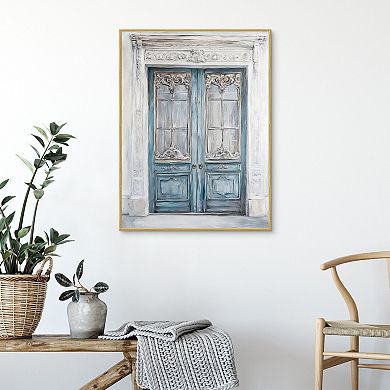 Masterpiece Blue Victorian Door 30" x 40" Framed Canvas Art