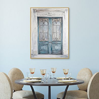 Masterpiece Blue Victorian Door 30" x 40" Framed Canvas Art