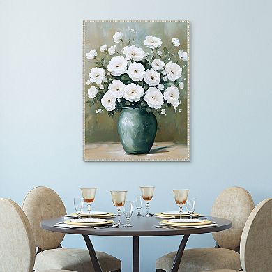 Masterpiece Ivory Bouquet 30" x 40" Framed Canvas Art