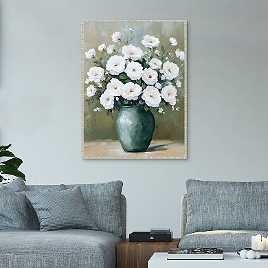 Masterpiece Ivory Bouquet 30" x 40" Framed Canvas Art