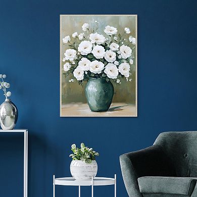 Masterpiece Ivory Bouquet 30" x 40" Framed Canvas Art