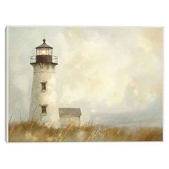 Masterpiece Lighthouse Field 30" x 40" Framed Canvas Art