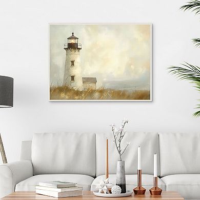 Masterpiece Lighthouse Field 30" x 40" Framed Canvas Art