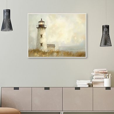 Masterpiece Lighthouse Field 30" x 40" Framed Canvas Art