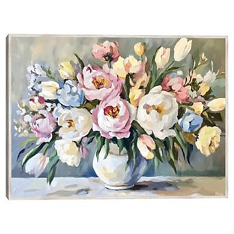Masterpiece Pastel Bouquet 30" x 40" Framed Canvas Wall Art